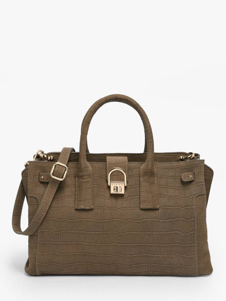 Satchel M Equestre Croco Leather Etrier Brown equestre croco EEQC142M